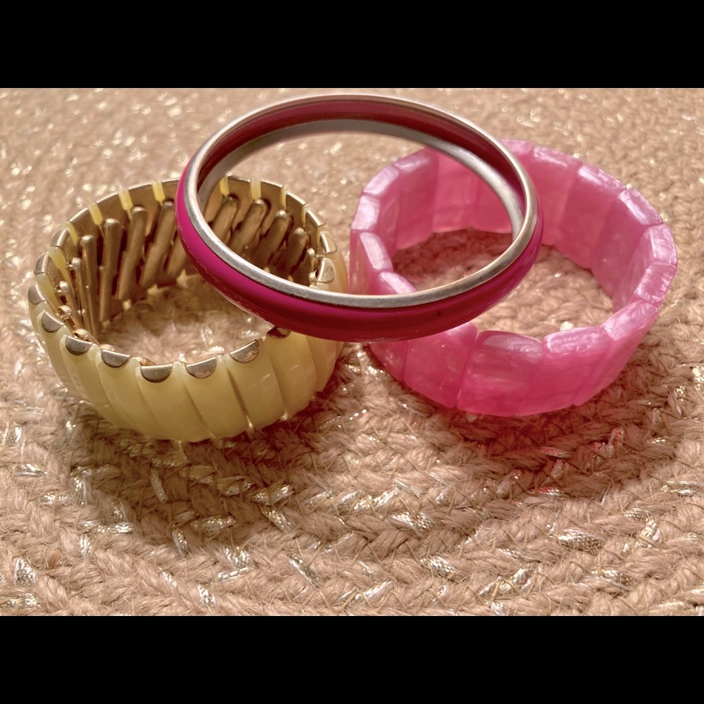 Set of 3 Pink & Yellow Bangle Bracelets